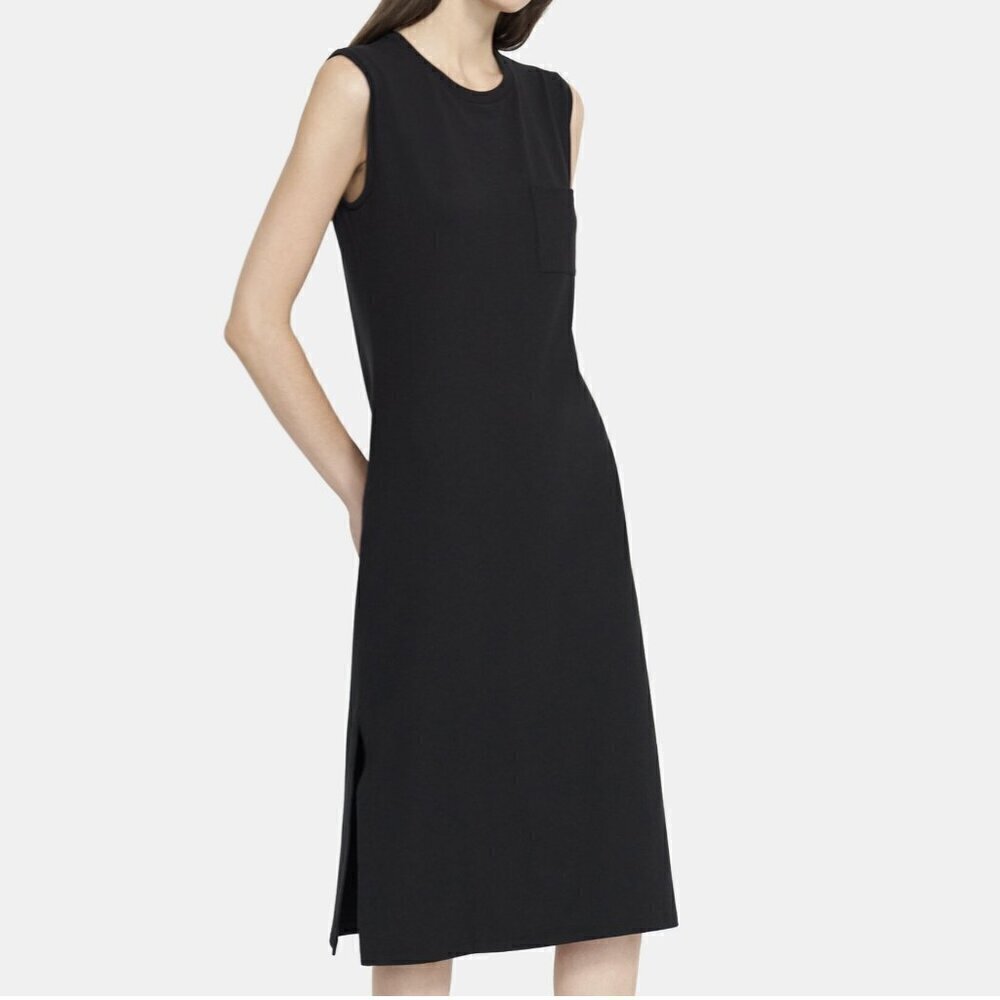 Theory Black Muscle Tee Dress in stretch cotton Size Medium - Picture 2 of 8